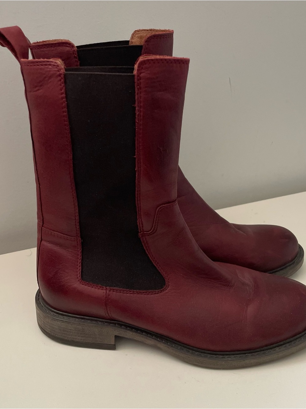 Miz Mooz Leather Tall Chelsea Boot Red Size 39 (US 8.5-9)